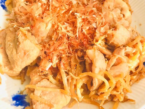 【野菜炒め】もやしと豚肉で作るかつお風味炒め